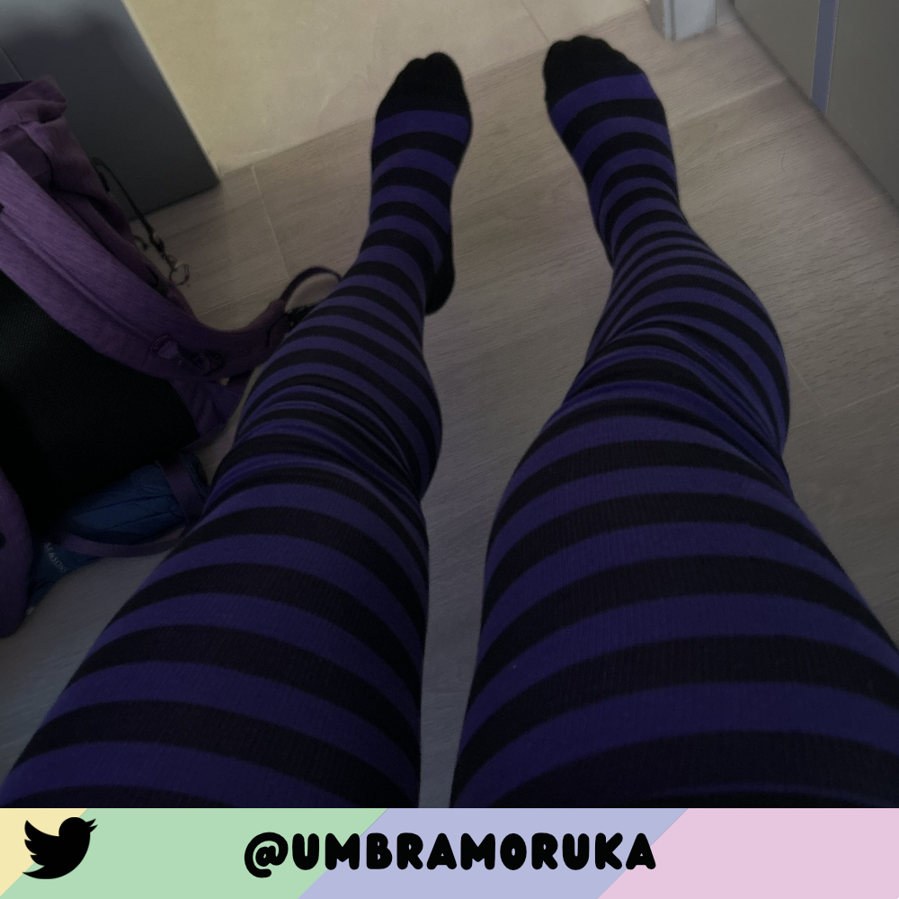 Purple vs Black Slim Thigh High Sockies