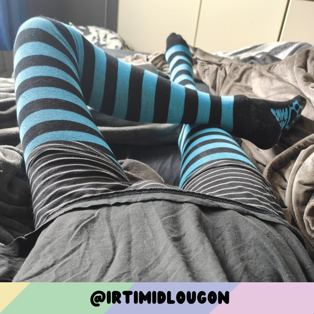 Light Blue vs Black Slim Thigh High Sockies