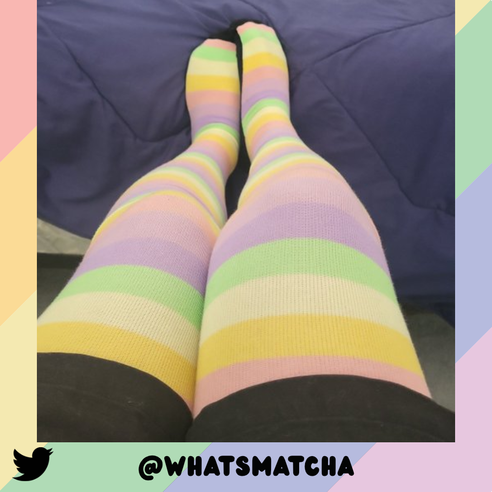 Pastel Rainbow Slim Thigh High Sockies