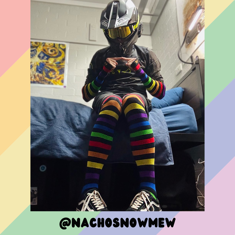 Rainbow vs Black Slim Thigh High Sockies