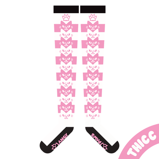 Light Pink Angy Cat Stak Thicc Thigh High Sockies